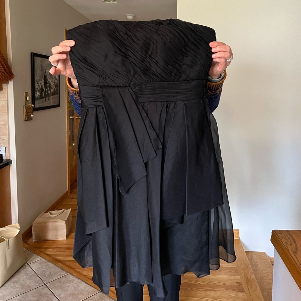 NWT Badgley Mischka 100% Silk Black Cocktail Dress 12